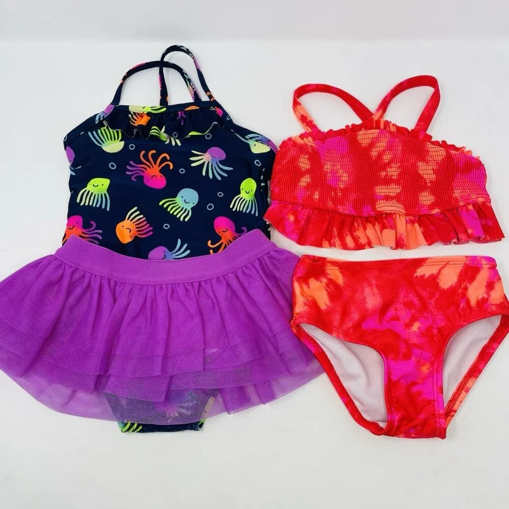 Cat‎ & Jack Baby Girls 18 Months Lot of 2 Bikini & One Piece Swimsuits 1449